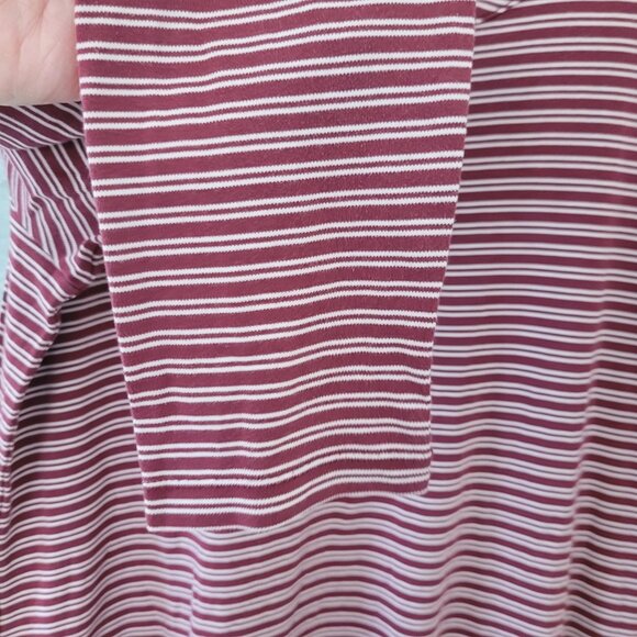 Lands End Striped Cotton Dress Womens Size M Burgundy & White Casual Stretch - Picture 5 of 7